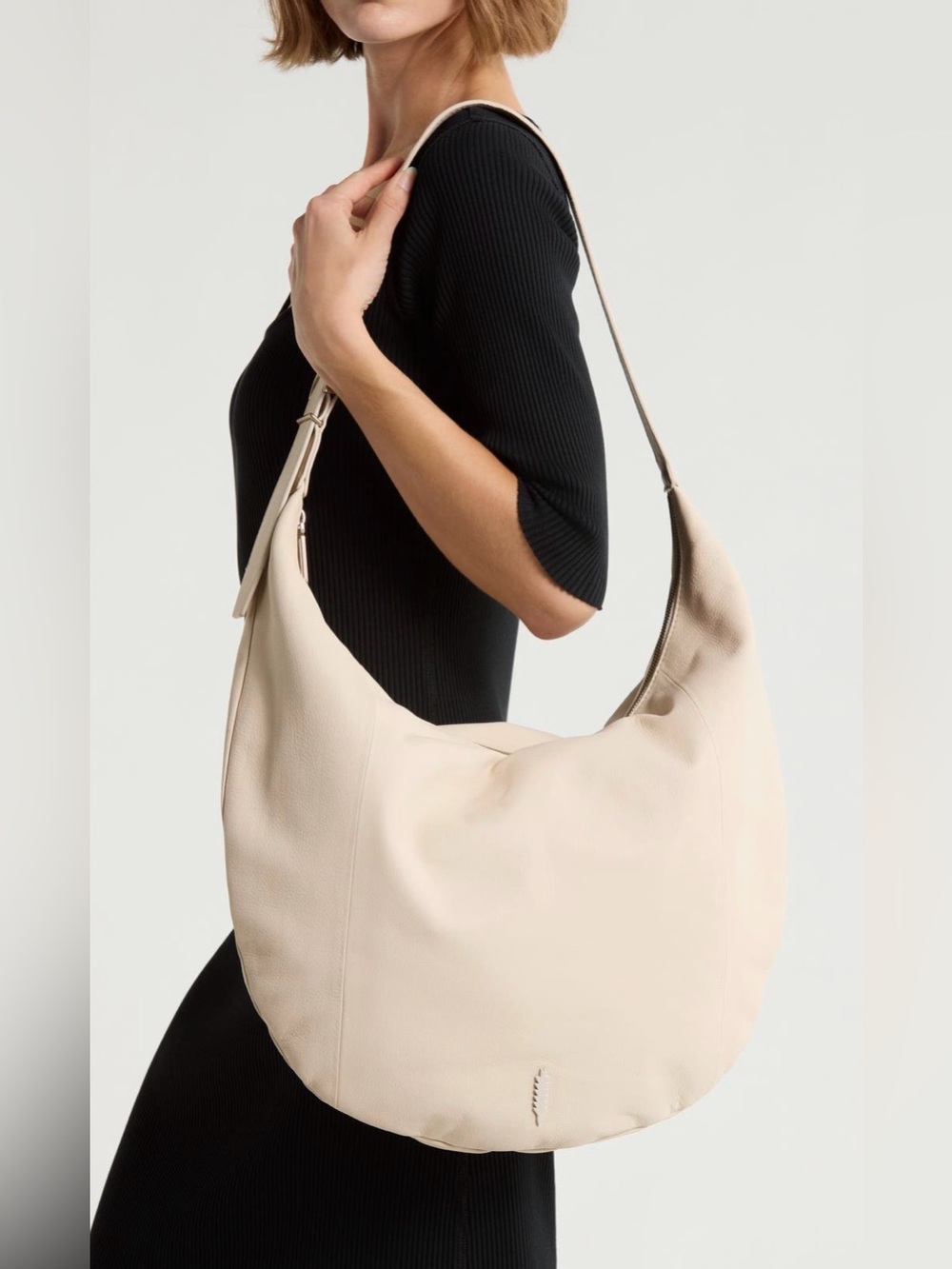 NWT Thacker Oversized Wyatt Leather Hobo Ivory Bag